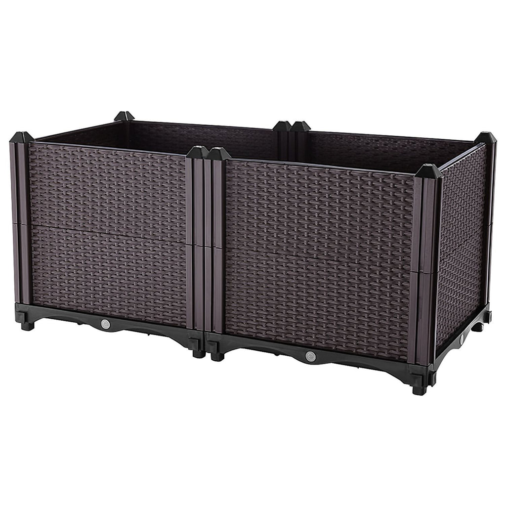 Raised Garden Bed with Self-watering System Rectangle Garden Planter for Garden Patio Balcony Elevated Planter Box for Flowers Vegetables Herbs