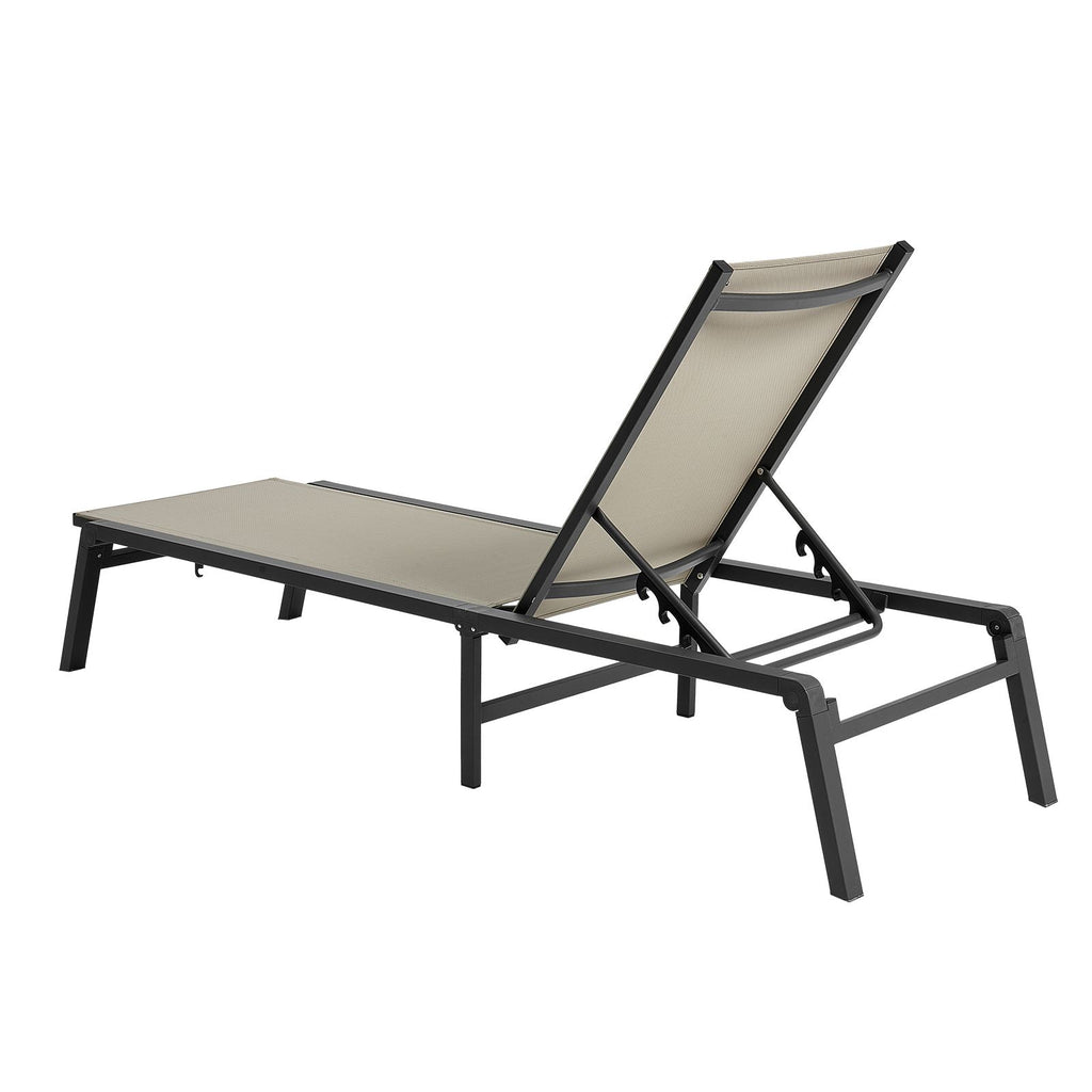 Outdoor Chaise Lounge Chair Set of 2, 400 lbs Weight Capacity, Foldable Sun Tanning Chair, 5 Adjustable Positions, Easy Assembly, Aluminum Pool Recliner Lounge Chairs, for Beach Yard Patio