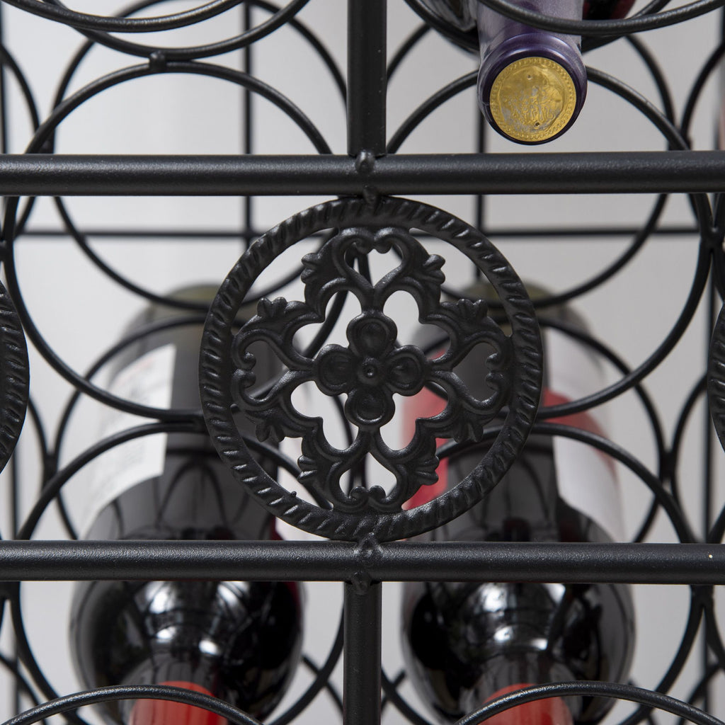 45 Bottle Wrought Iron Wine Rack Jail with Lock - Black
