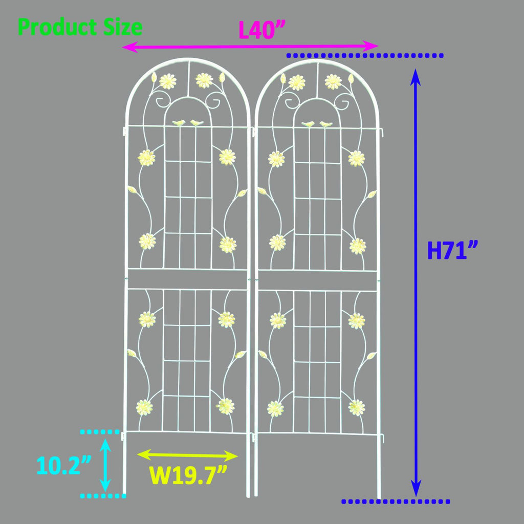 2 Pack Metal Garden Trellis 71" x 19.7" Rustproof Trellis for Climbing Plants Outdoor Flower Support Cream White
