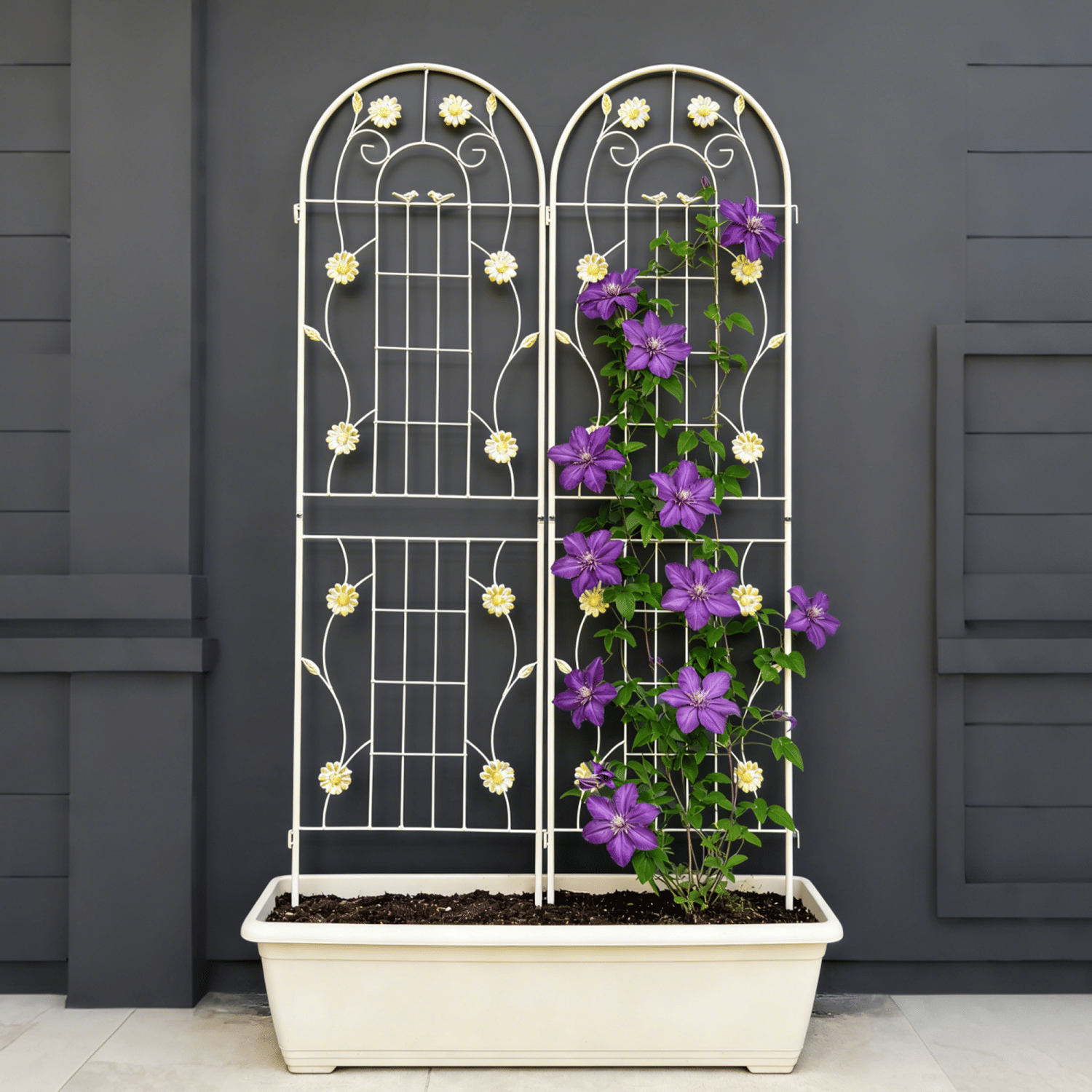2 Pack Metal Garden Trellis 71" x 19.7" Rustproof Trellis for Climbing Plants Outdoor Flower Support Cream White