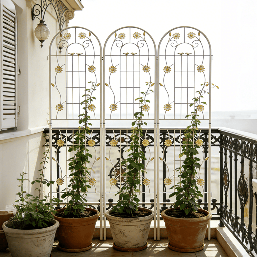 2 Pack Metal Garden Trellis 71" x 19.7" Rustproof Trellis for Climbing Plants Outdoor Flower Support Cream White