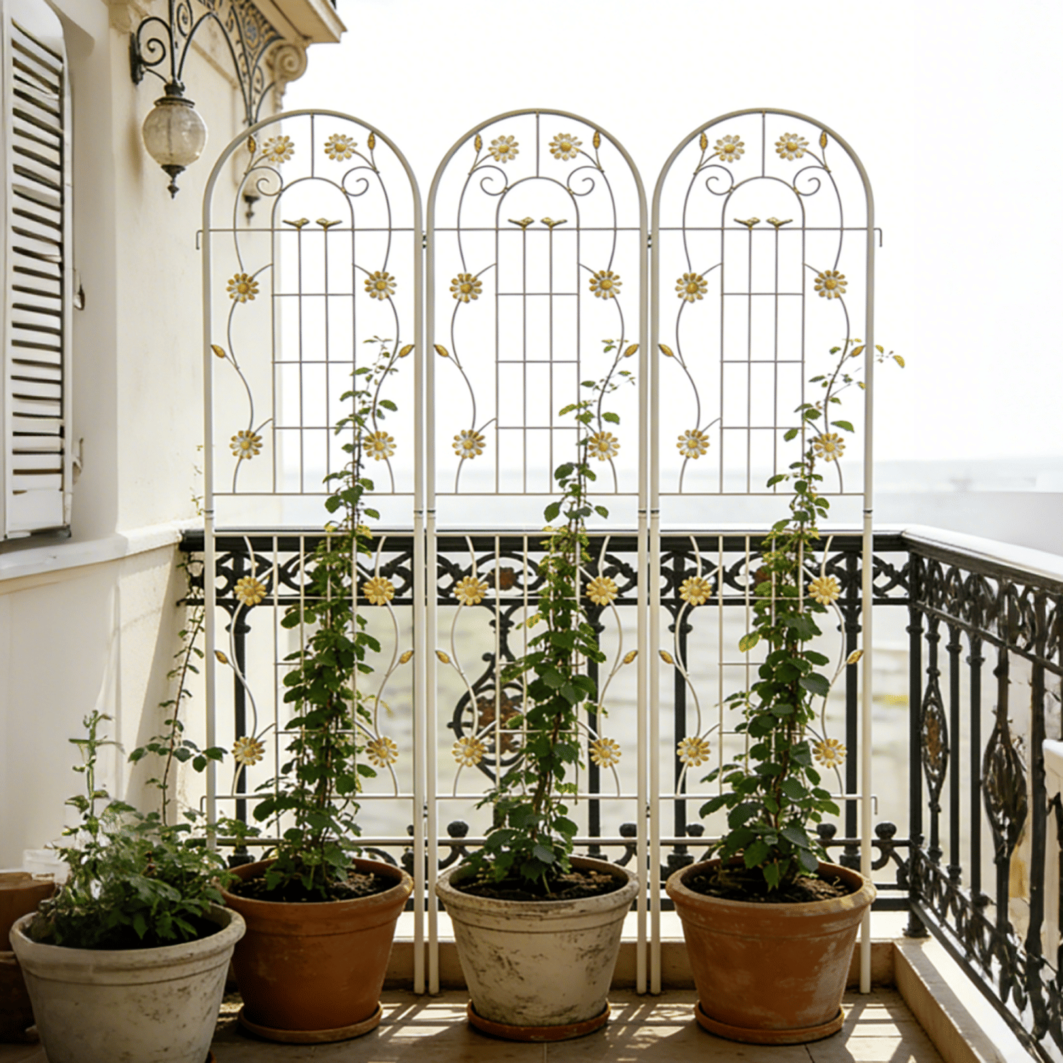 2 Pack Metal Garden Trellis 71" x 19.7" Rustproof Trellis for Climbing Plants Outdoor Flower Support Cream White