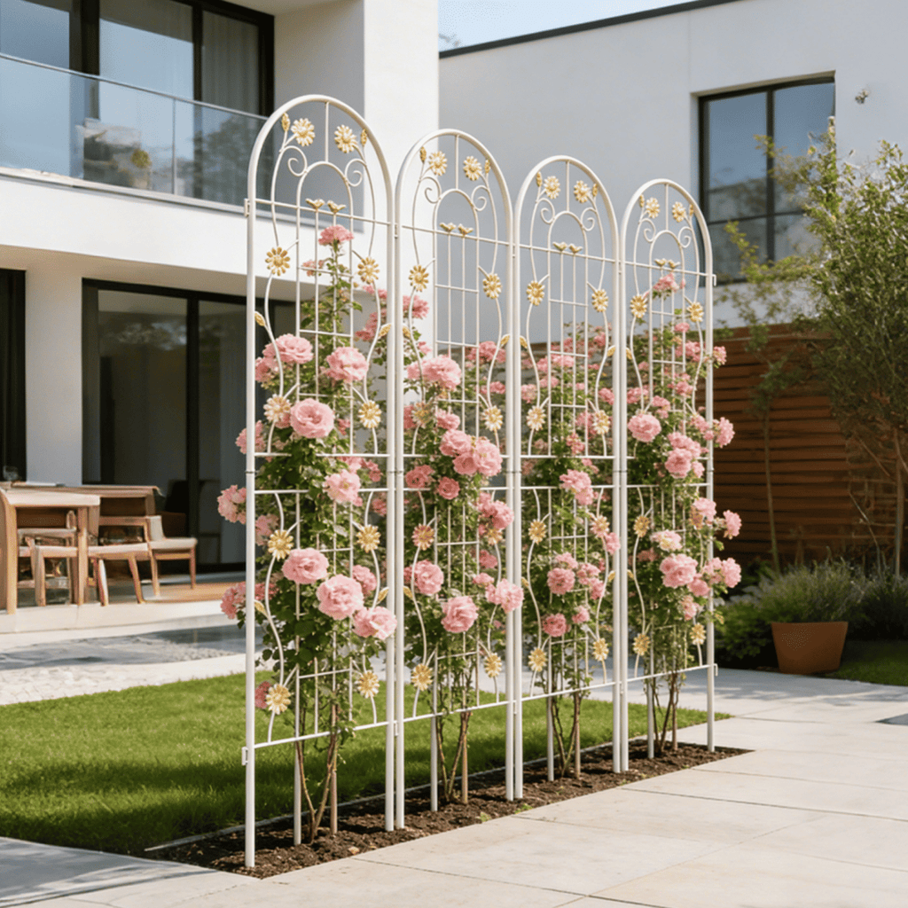 2 Pack Metal Garden Trellis 71" x 19.7" Rustproof Trellis for Climbing Plants Outdoor Flower Support Cream White