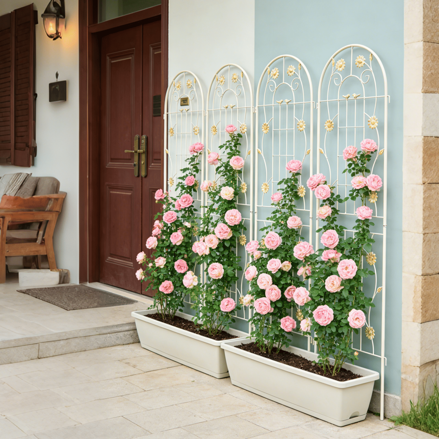 2 Pack Metal Garden Trellis 71" x 19.7" Rustproof Trellis for Climbing Plants Outdoor Flower Support Cream White