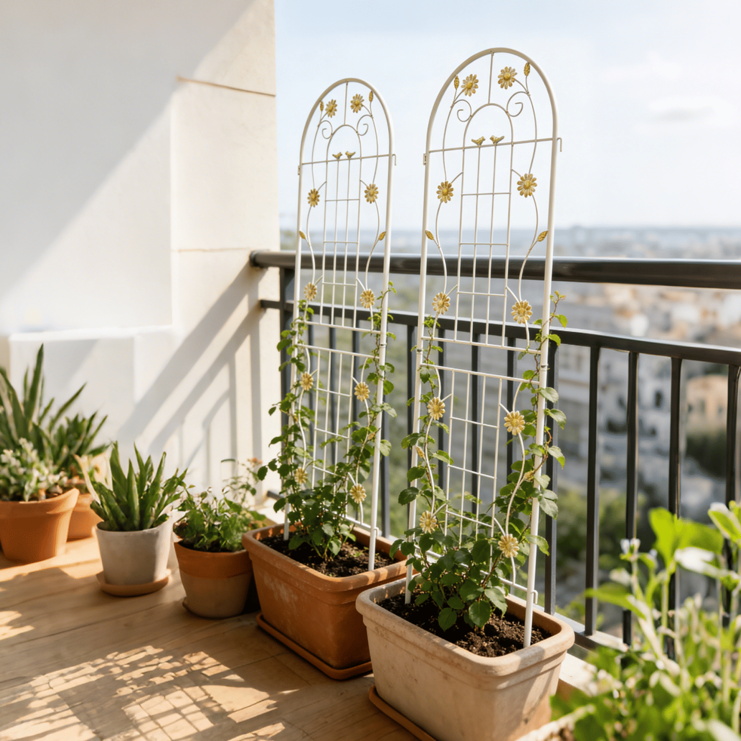 2 Pack Metal Garden Trellis 71" x 19.7" Rustproof Trellis for Climbing Plants Outdoor Flower Support Cream White
