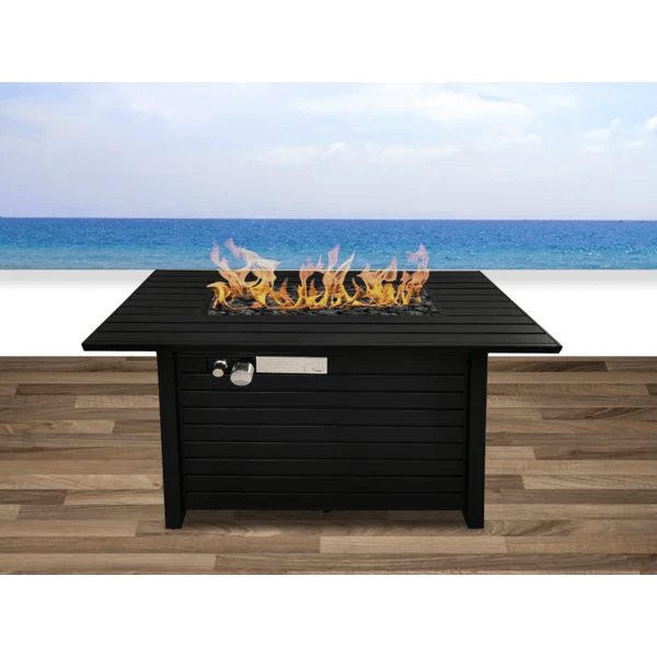 25" H x 42" W Steel Outdoor Fire Pit Table with Lid