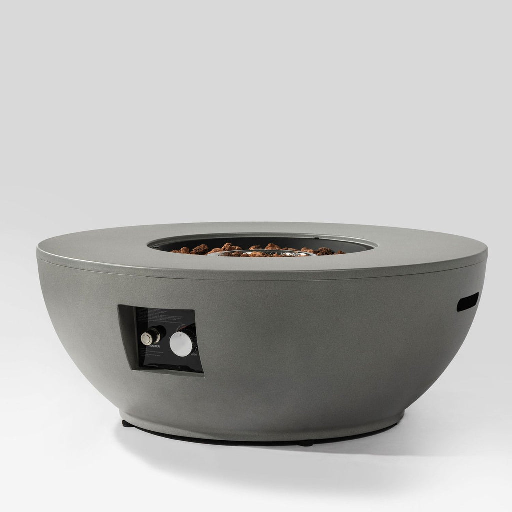36" Propane Gas Fire Pit Table 2-Pieces, 50000 BTU Round Steel Fire Pit with Tank Holder for Outside Patio Deck Garden Backyard- Grey