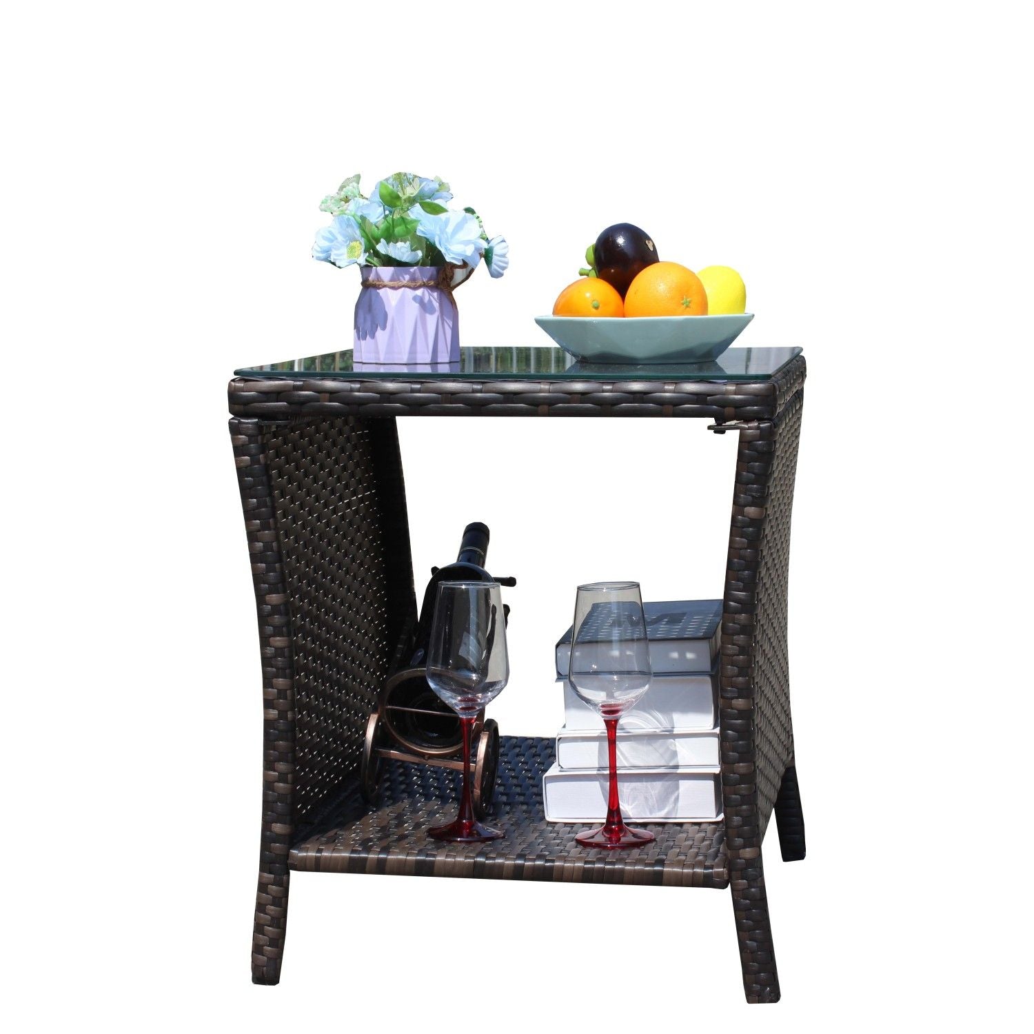 Outdoor patio Furniture 1 Coffee Table with clear tempered glass