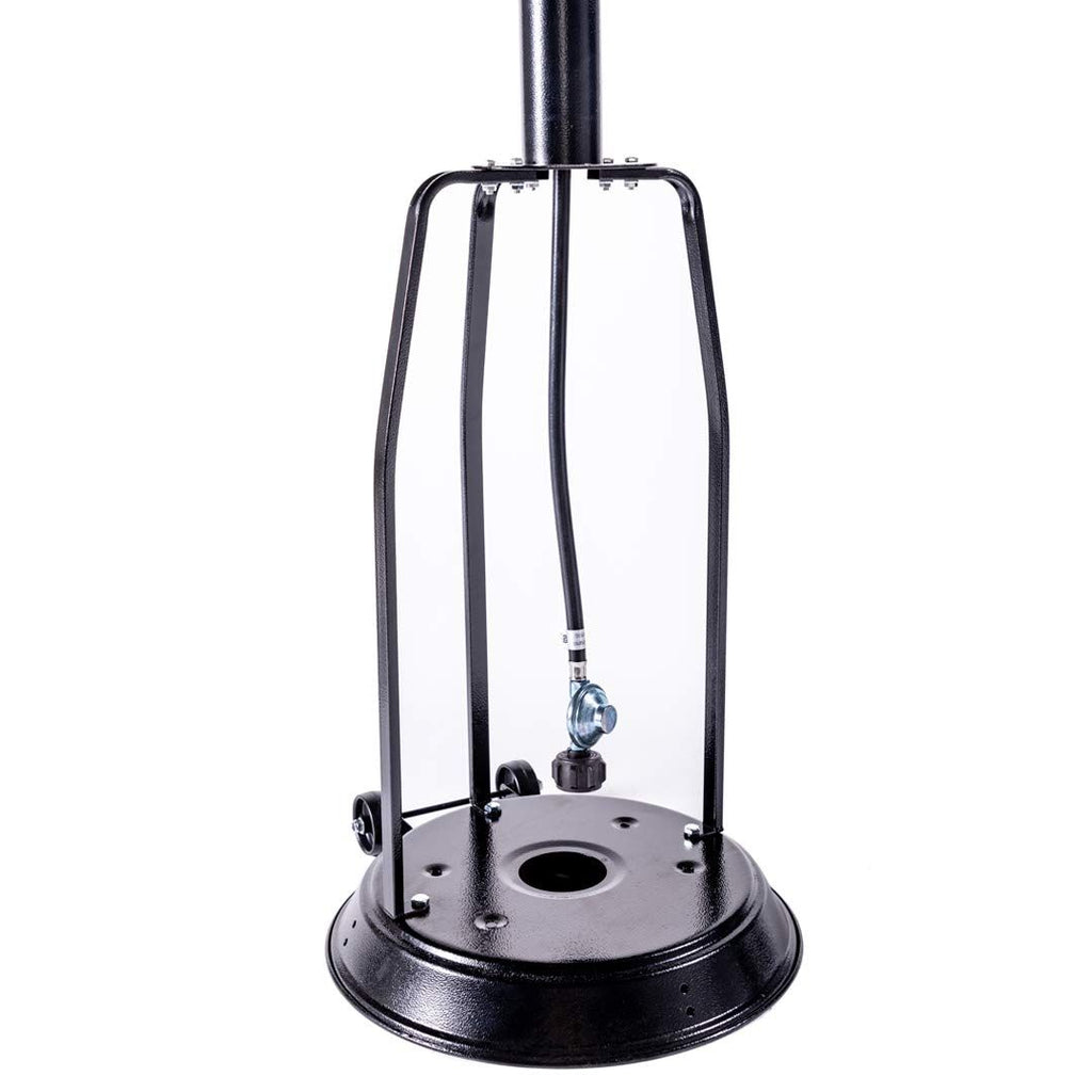 Outdoor Patio Propane Heater with Portable Wheels 47,000 BTU 88 inch Standing Gas Outside Heater Stainless Steel Burner Commercial & Residential Hammered Black for Party Restaurant Garden Yard-Black