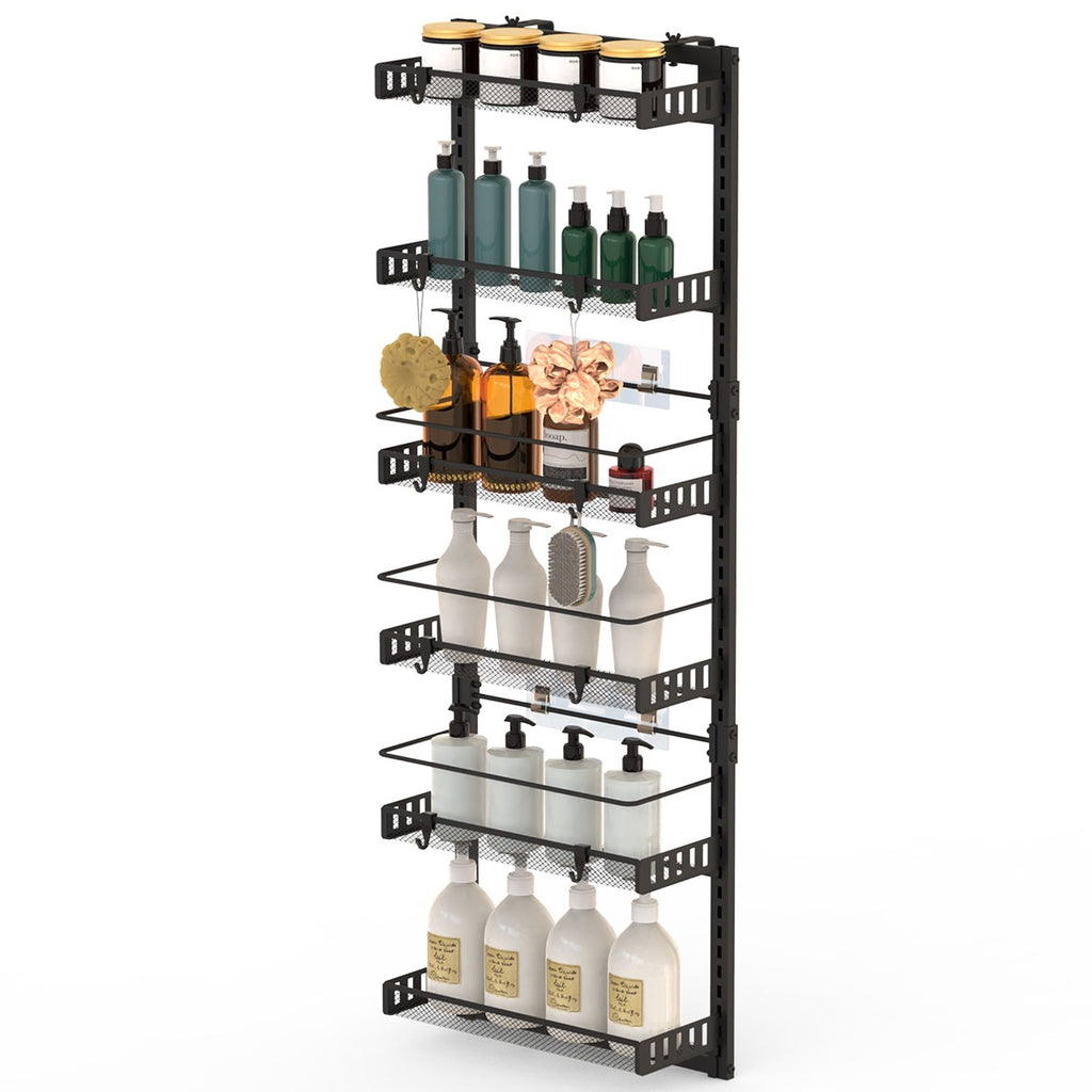Over The Door Pantry Organizer 6-Tier Pantry Door Organizer Carbon Steel 110LBS Loading Easy Install Behind Door Storage For Closet Kitchen Bathroom 50.19'H 17.12'W 5.51'D