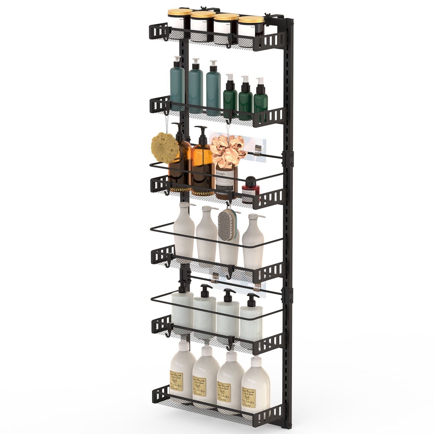 Over The Door Pantry Organizer 6-Tier Pantry Door Organizer Carbon Steel 110LBS Loading Easy Install Behind Door Storage For Closet Kitchen Bathroom 50.19'H 17.12'W 5.51'D