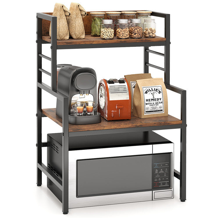 3-Tier Microwave Stand with 2 Open Shelves and Heavy-duty Metal Frame