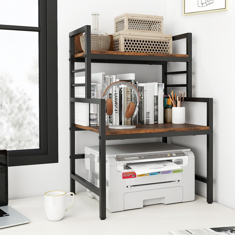 3-Tier Microwave Stand with 2 Open Shelves and Heavy-duty Metal Frame