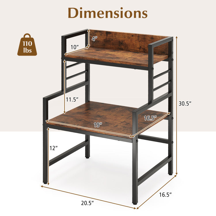 3-Tier Microwave Stand with 2 Open Shelves and Heavy-duty Metal Frame