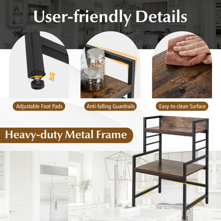 3-Tier Microwave Stand with 2 Open Shelves and Heavy-duty Metal Frame