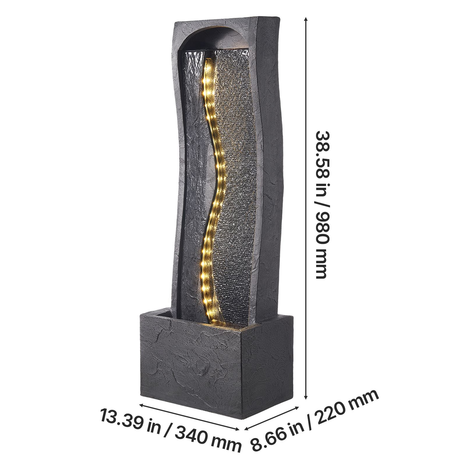 38.58-Inch Rock-Style Outdoor Fountain with LED Light – product image 8