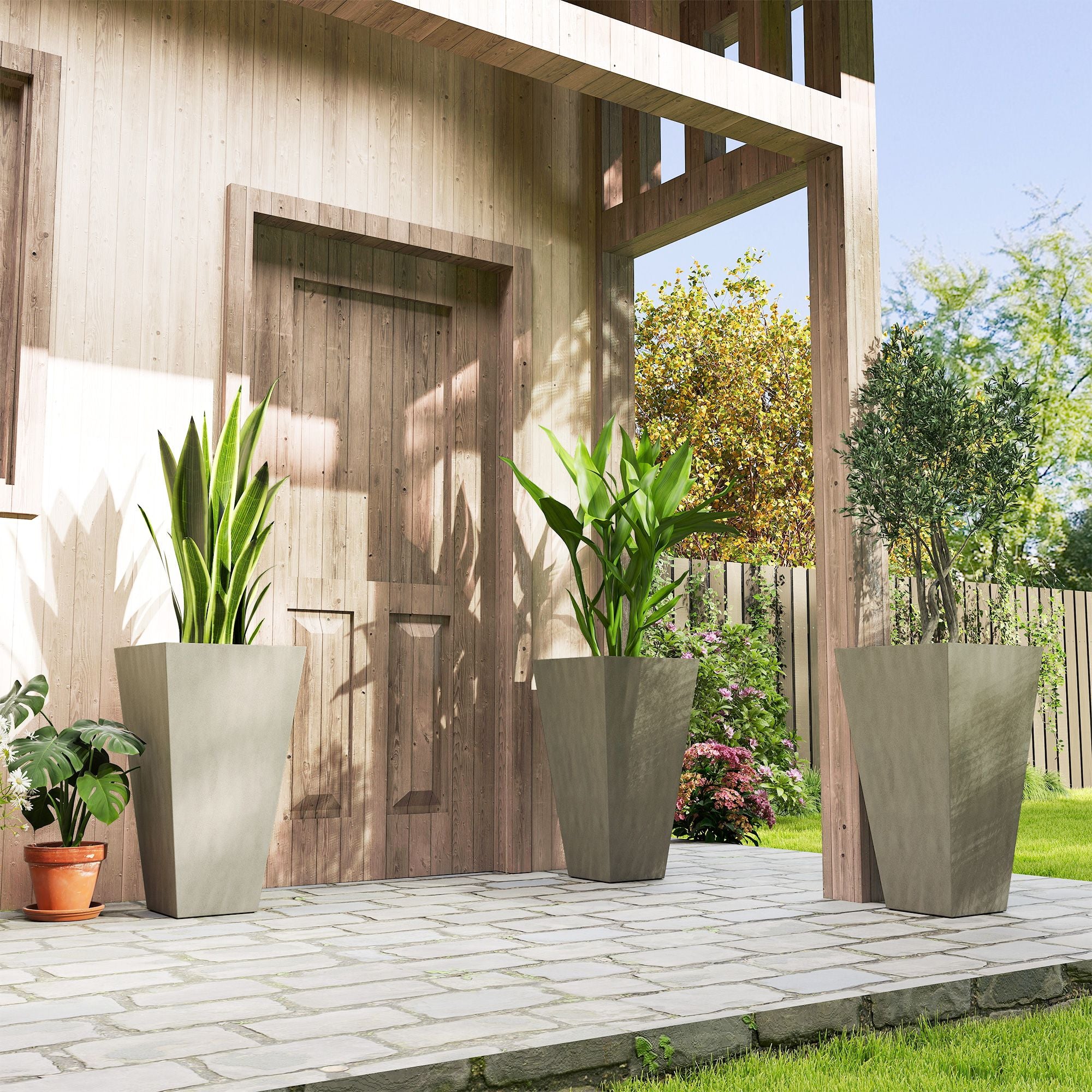 Tall Gray Planters with Drainage – Set of 3 – product image 10