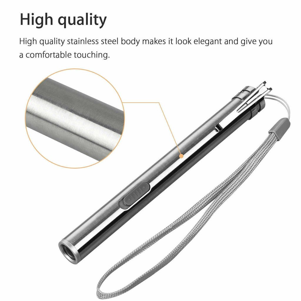 USB Rechargeable Stainless Steel Pen Flashlight – product image 12