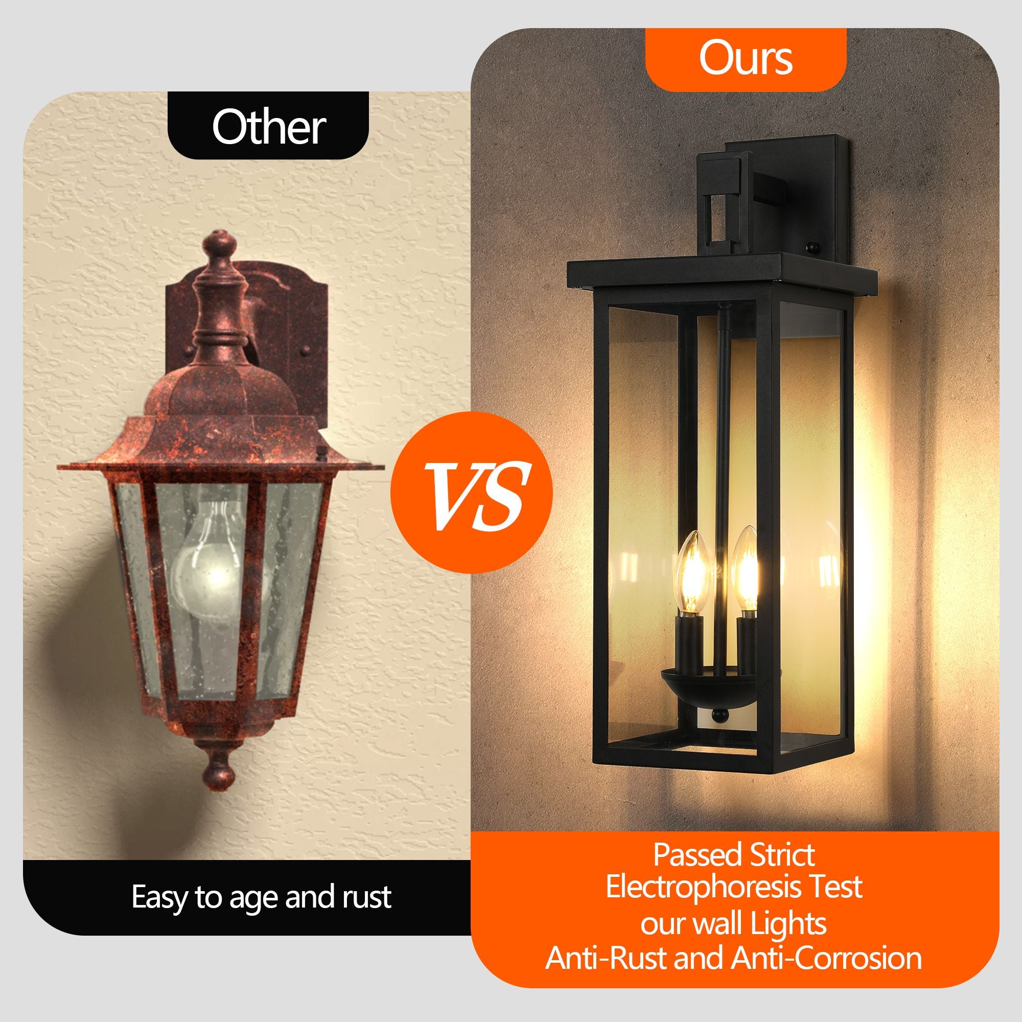 22-Inch Dusk-to-Dawn Outdoor Wall Lanterns – 2 Pack – product image 6
