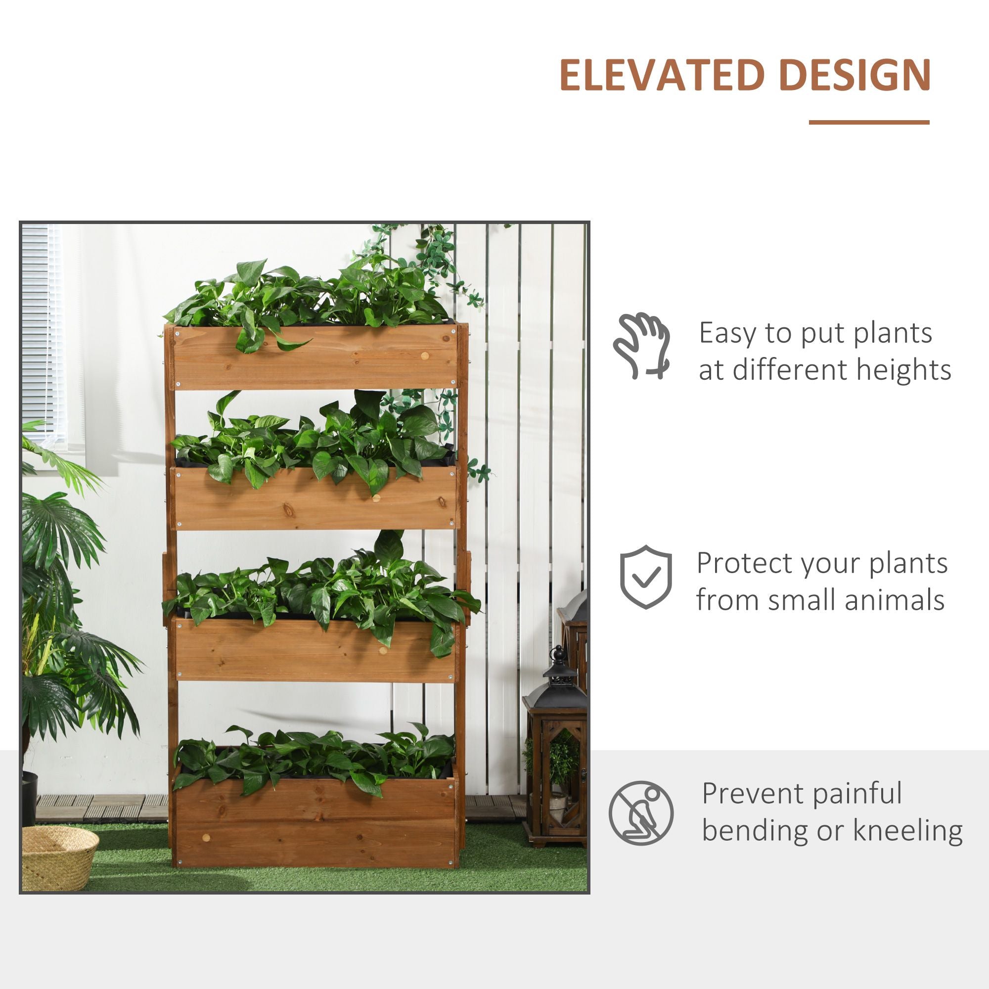 Four-Tier Vertical Wooden Raised Garden Bed – Orange – product image 5