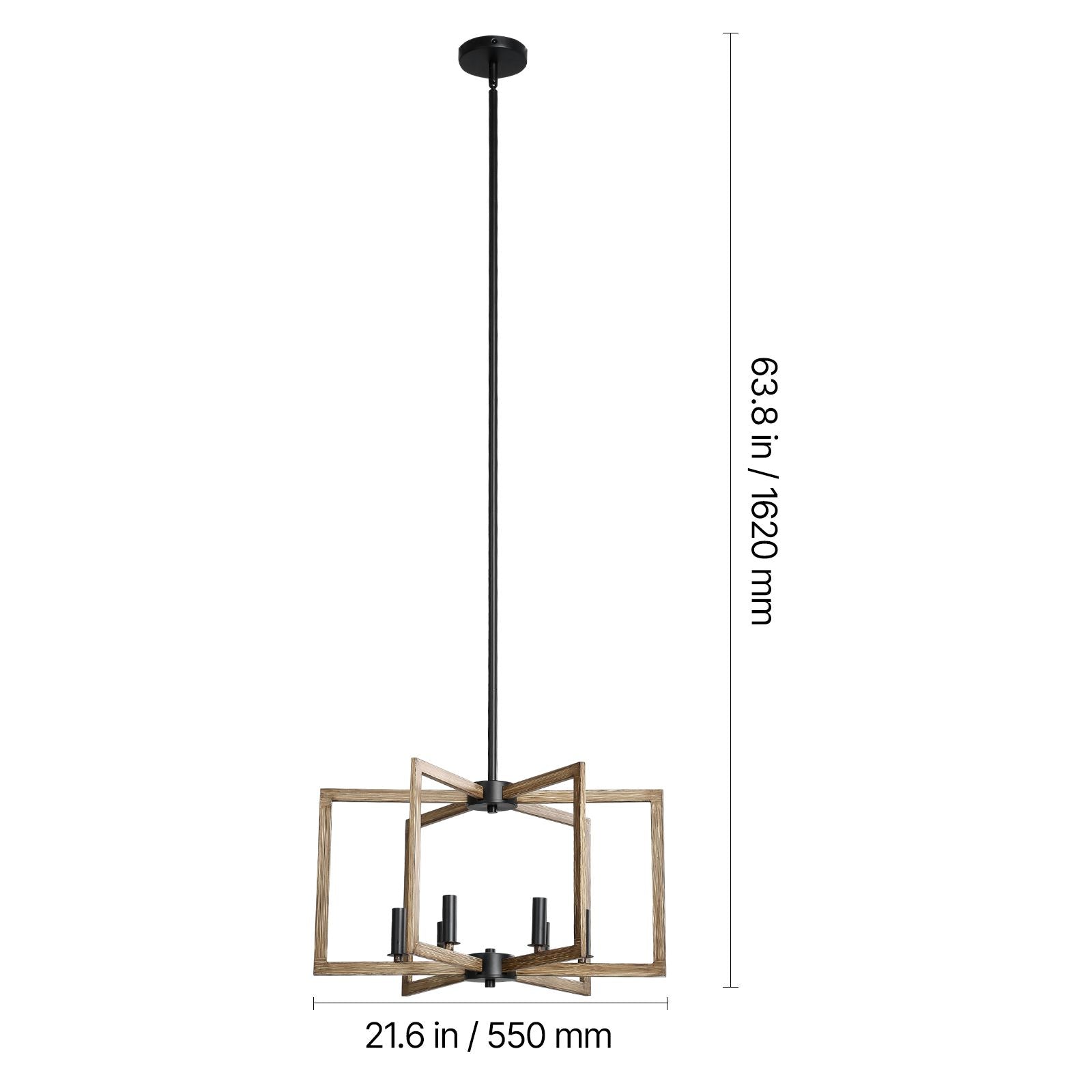 Six-Light Adjustable Farmhouse Metal Chandelier – product image 8