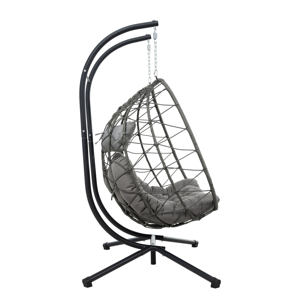 Two-Person Wicker Egg Chair with Stand – Light Gray – product image 12