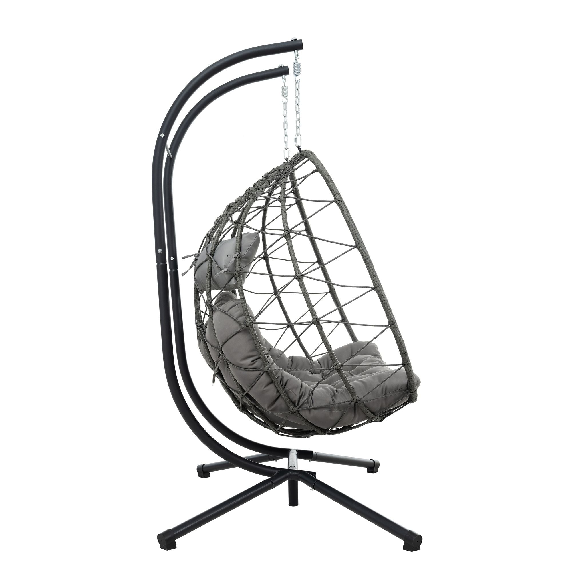 Two-Person Wicker Egg Chair with Stand – Light Gray – product image 12