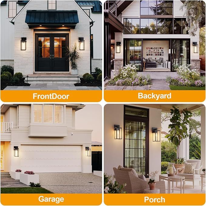 Black Outdoor Porch Wall Lights – 2 Pack – product image 2