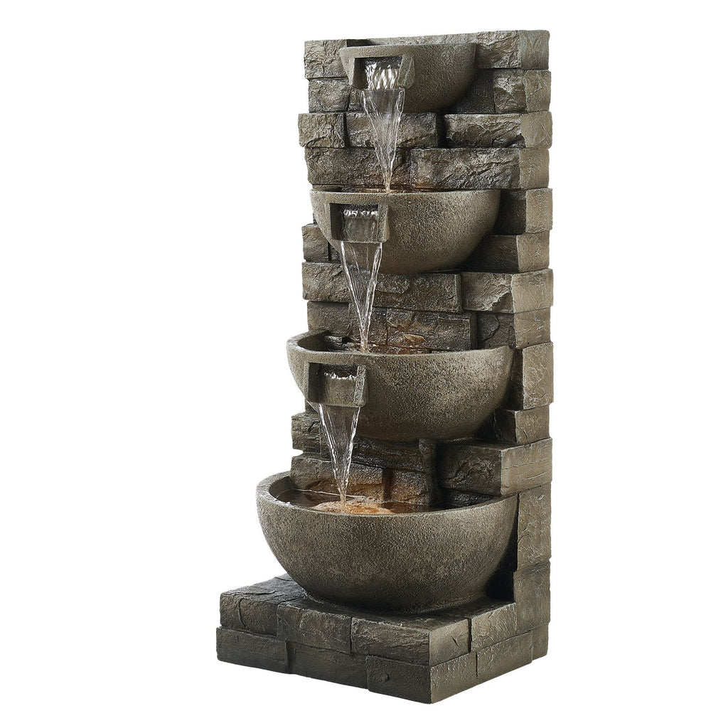 35.63-Inch Four-Tier Cascading Fountain with LED Light