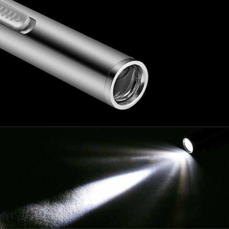 USB Rechargeable Stainless Steel Pen Flashlight – product image 5