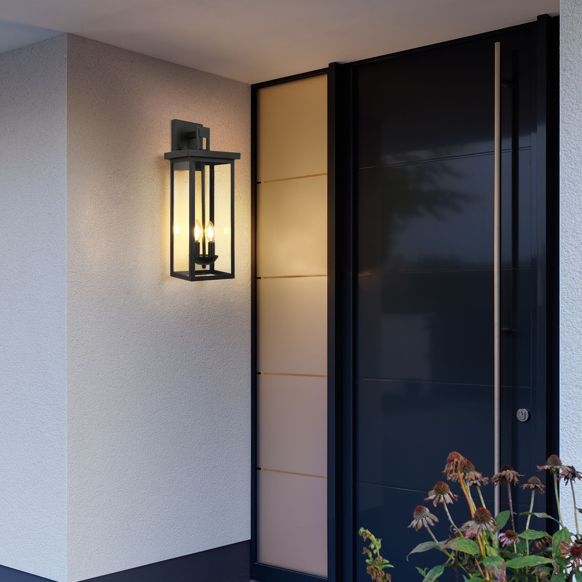 22-Inch Dusk-to-Dawn Outdoor Wall Lantern – Black – product image 4