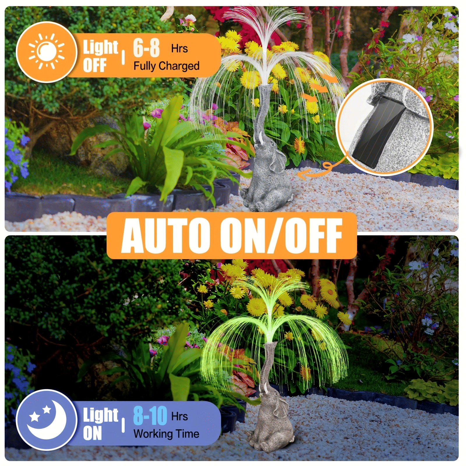 Solar Elephant Garden Fountain Light – product image 3