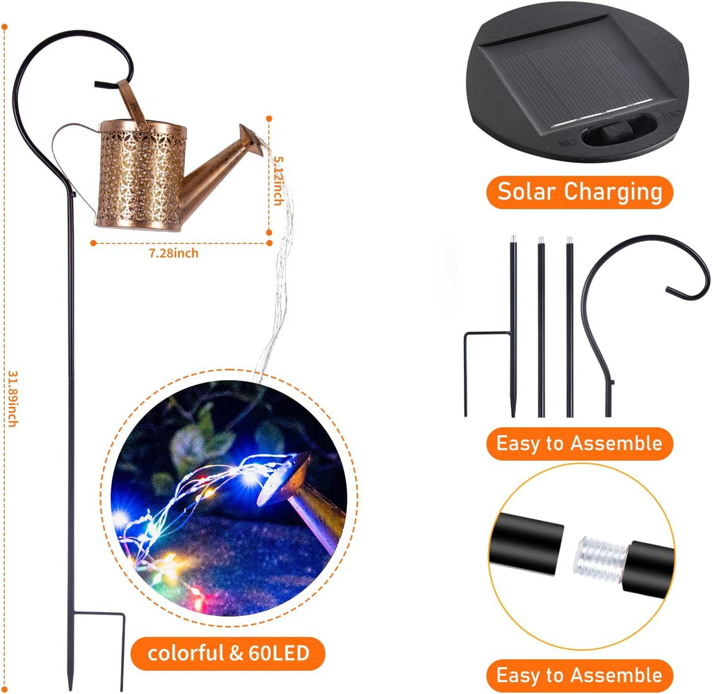 Watering Can Solar Garden Lantern with Hanging Hook – product image 6
