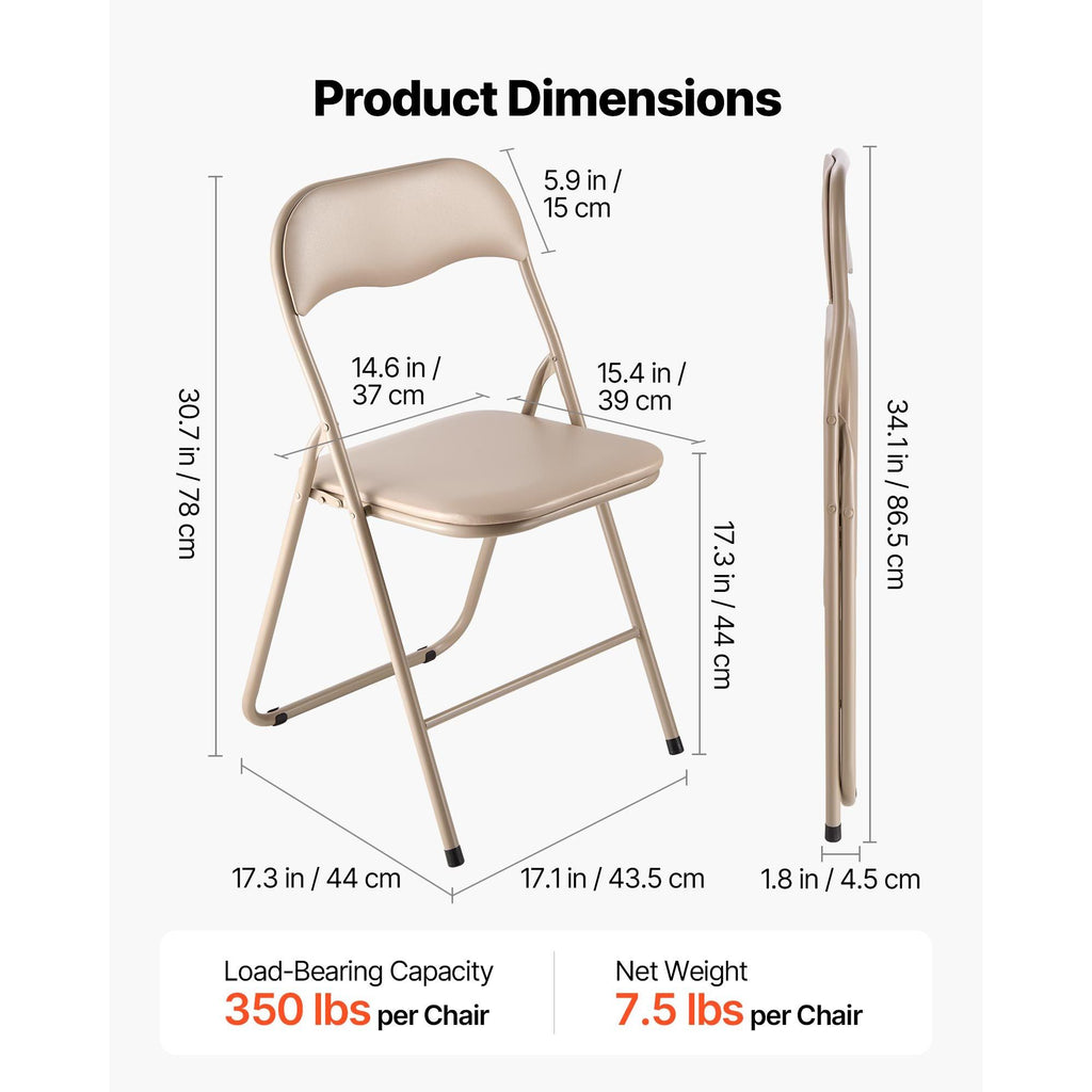 Khaki Padded Folding Chairs – Set of 4 – product image 3