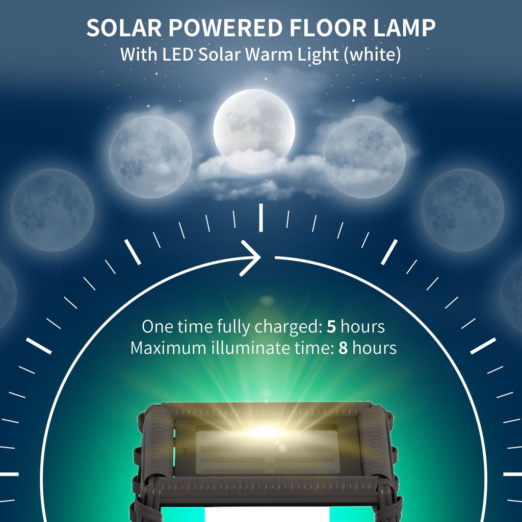 Gray Solar-Powered Rattan Outdoor Floor Lamp – product image 5