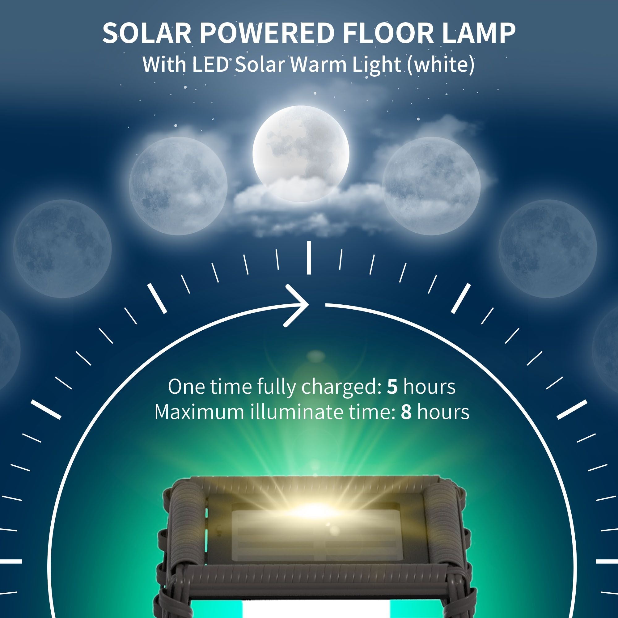 Gray Solar-Powered Rattan Outdoor Floor Lamp – product image 5