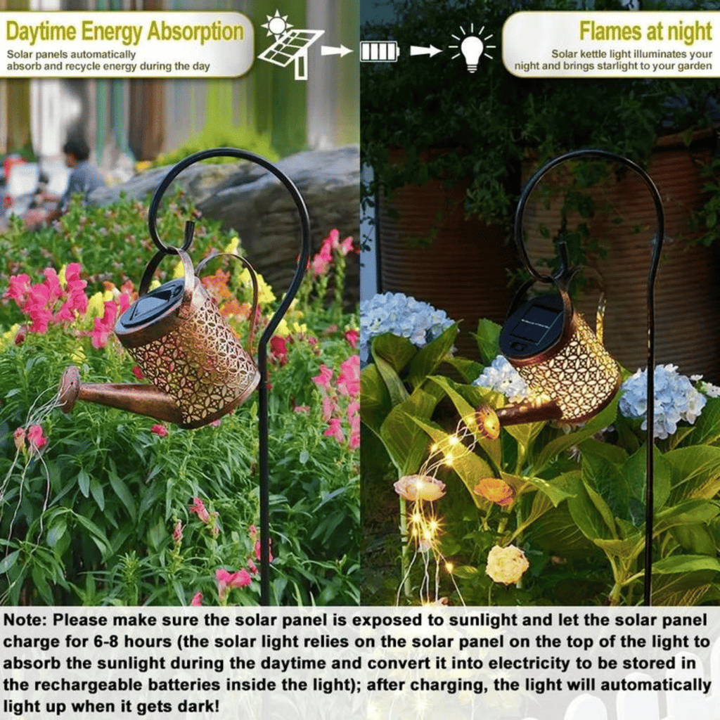 Watering Can Solar Garden Lantern with Hanging Hook – product image 10