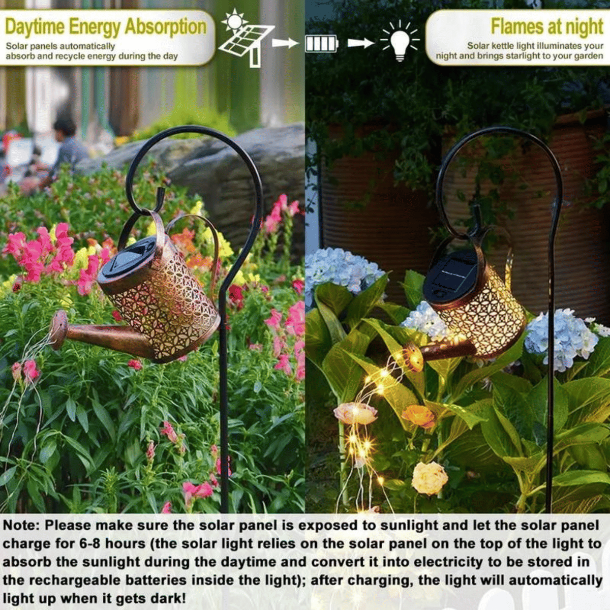 Watering Can Solar Garden Lantern with Hanging Hook – product image 10