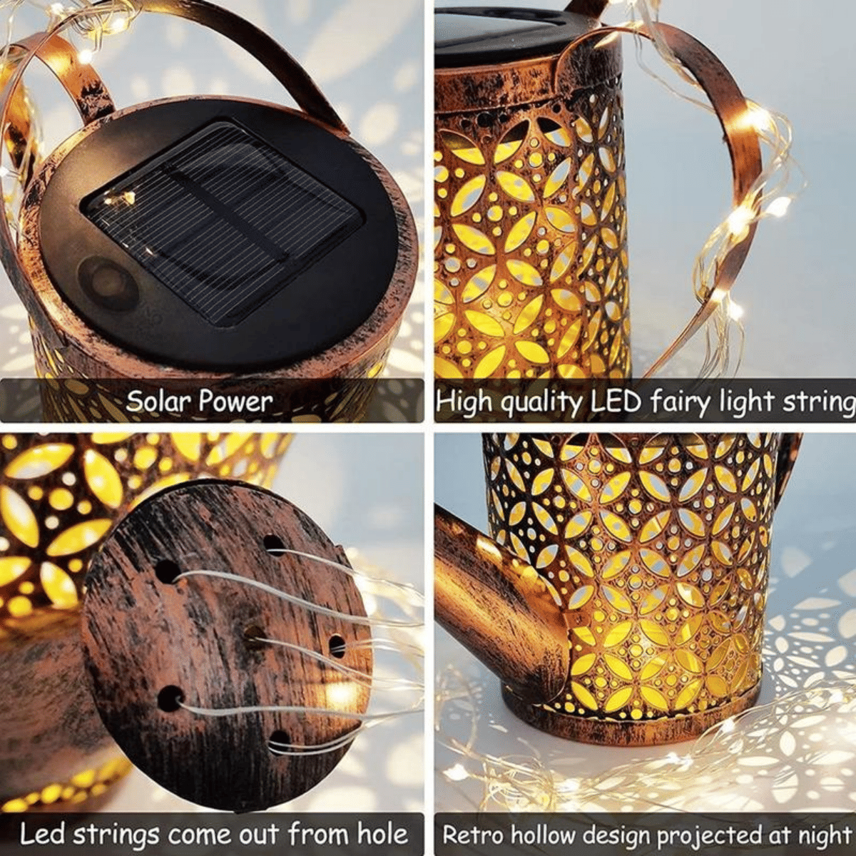Watering Can Solar Garden Lantern with Hanging Hook – product image 18