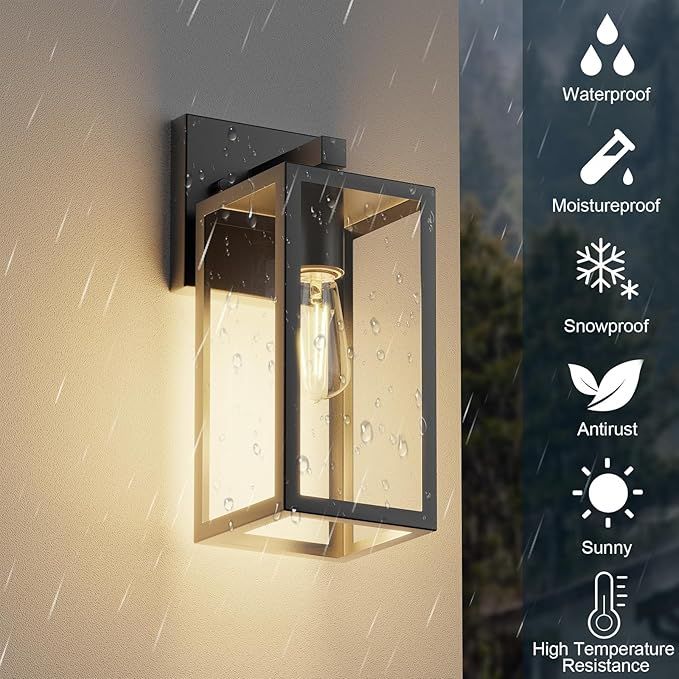 Black Outdoor Porch Wall Lights – 2 Pack – product image 3