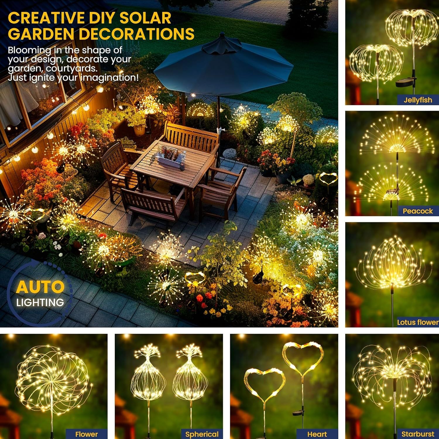 Warm White Solar Firework Garden Lights – 2 Pack – product image 4
