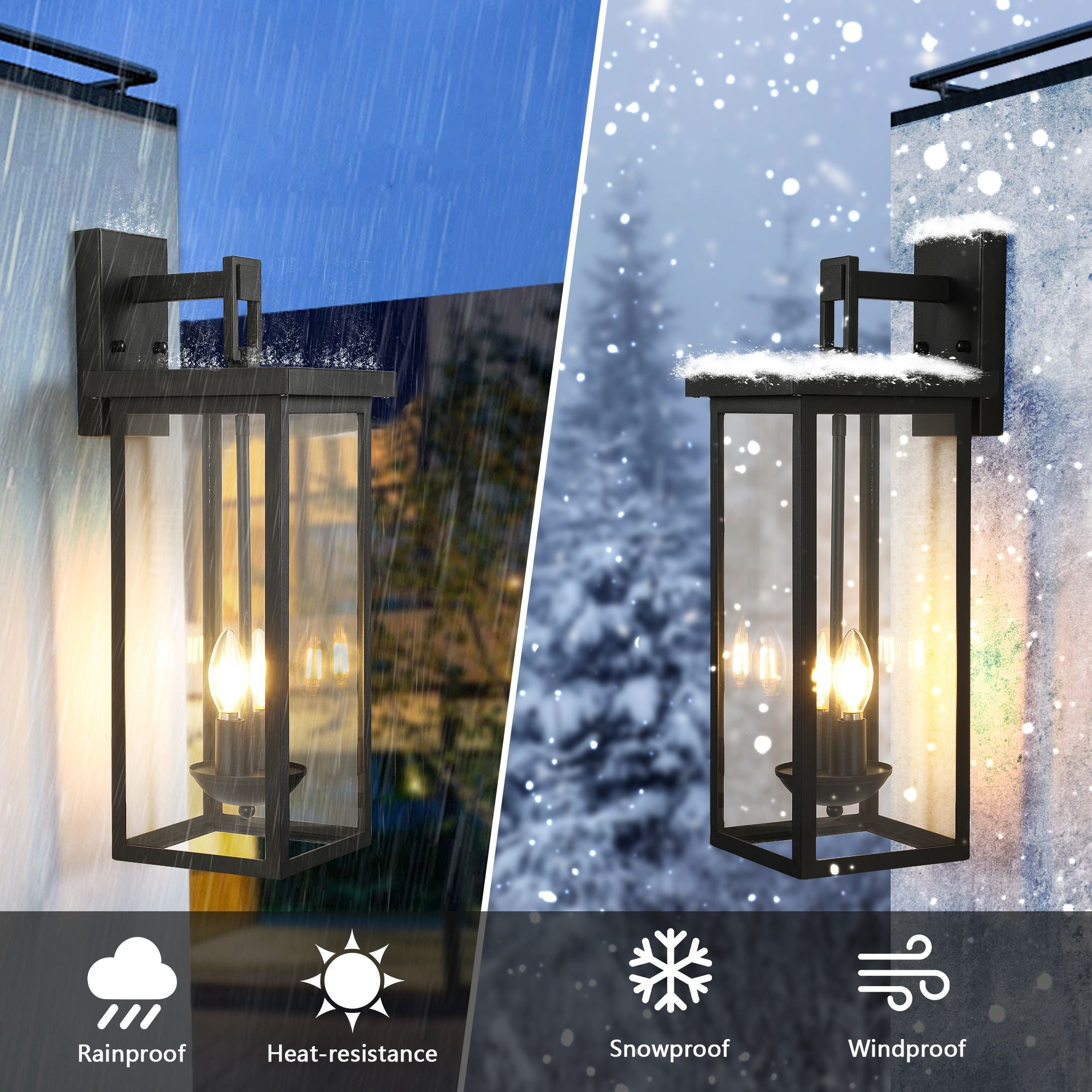 22-Inch Dusk-to-Dawn Outdoor Wall Lanterns – 2 Pack – product image 4