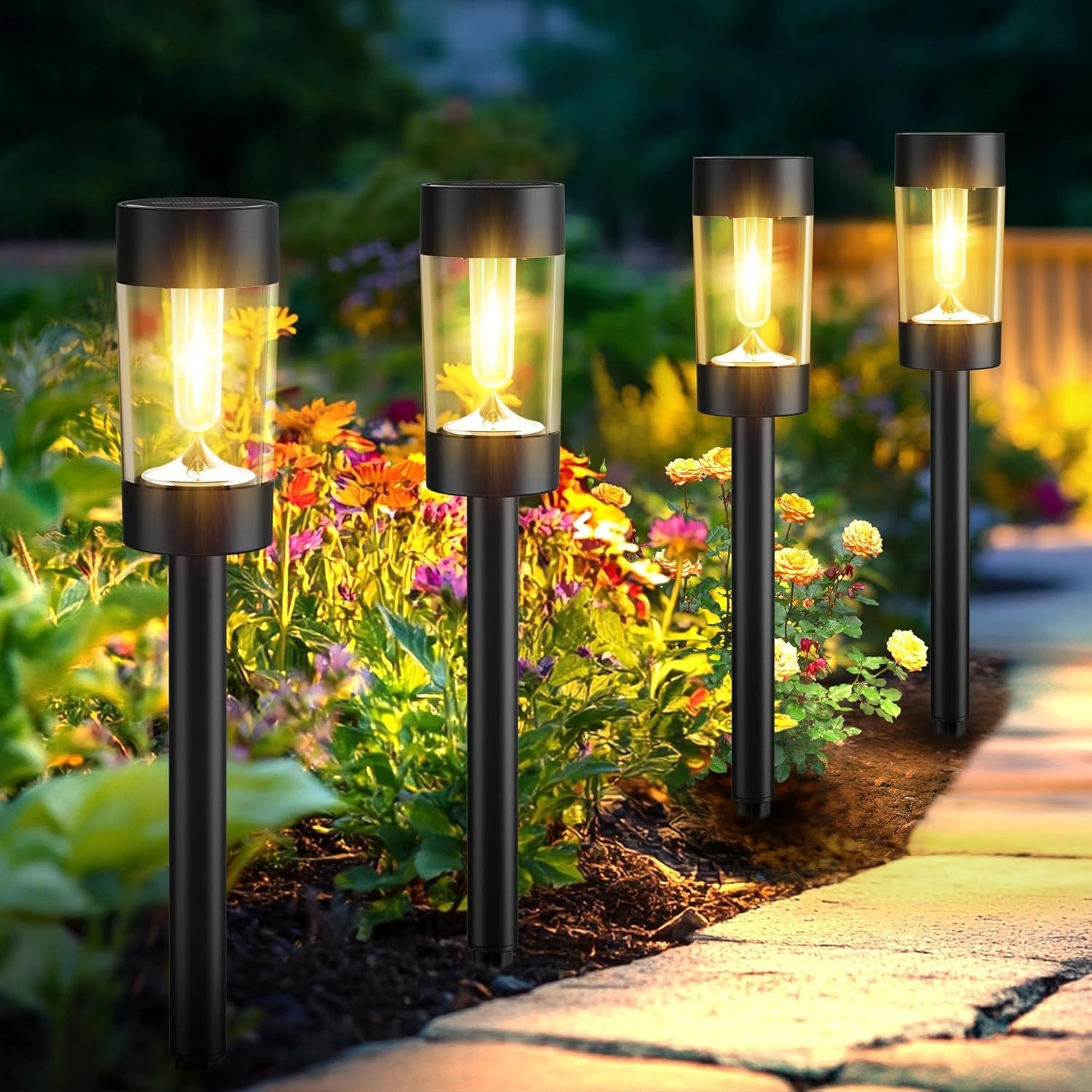 Warm White Solar Landscape Lights – 12 Pack