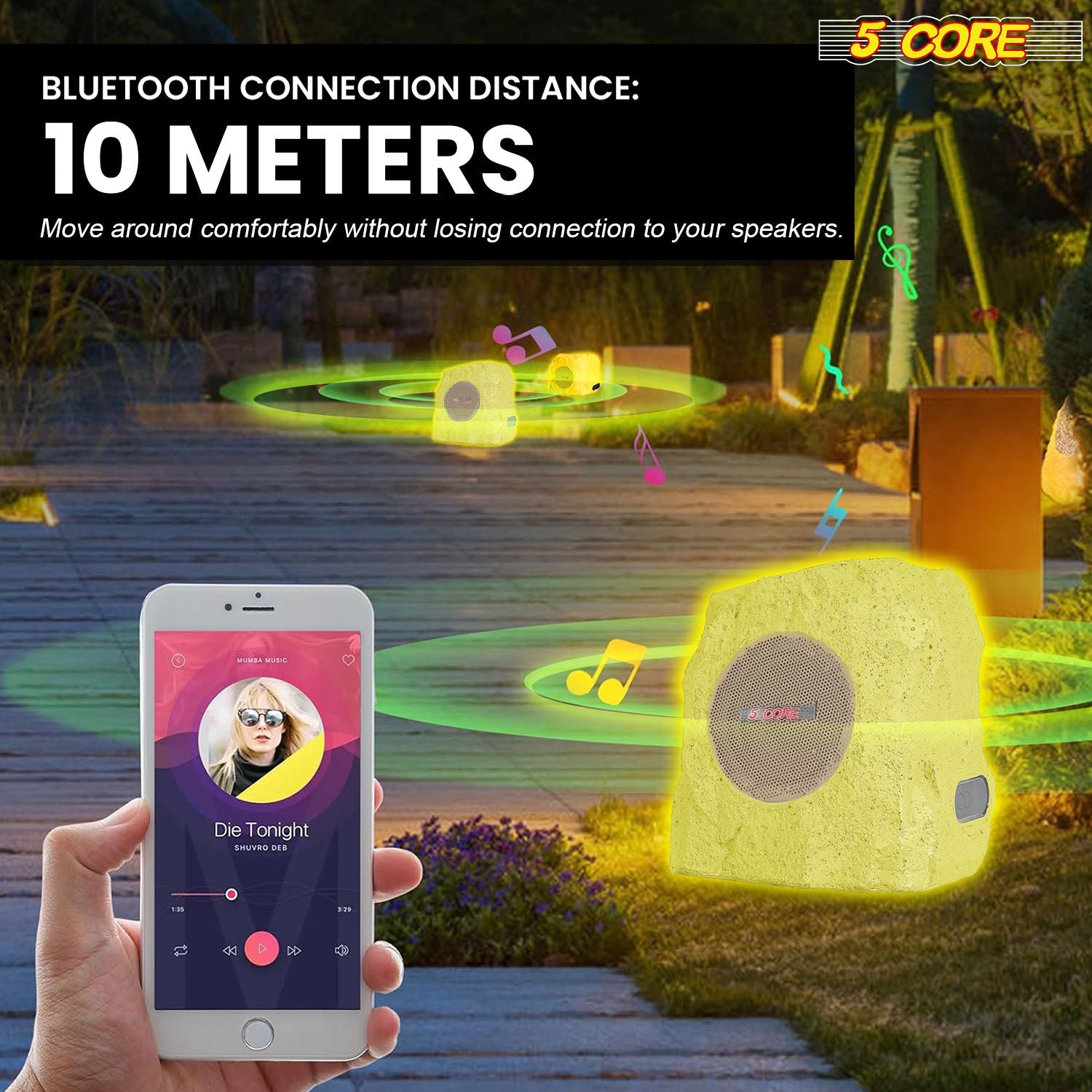Solar Bluetooth Rock Speakers with RGB Lighting – 2 Pack – product image 5