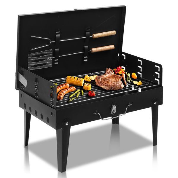 Portable Square Charcoal Grill – Black – product image 7