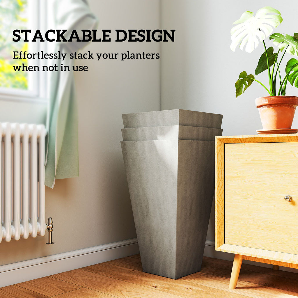 Tall Gray Planters with Drainage – Set of 3 – product image 7