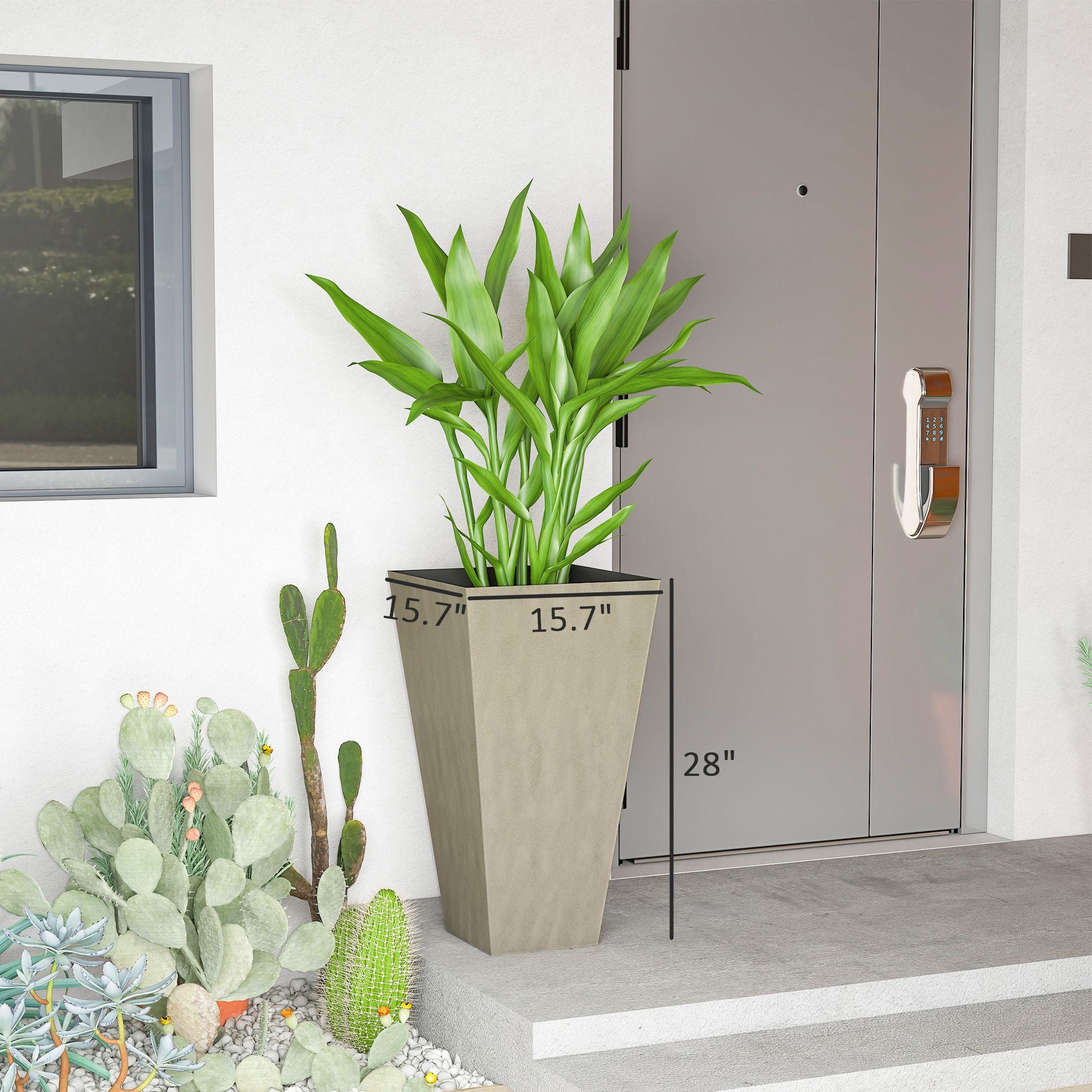 Tall Gray Planters with Drainage – Set of 3 – product image 3