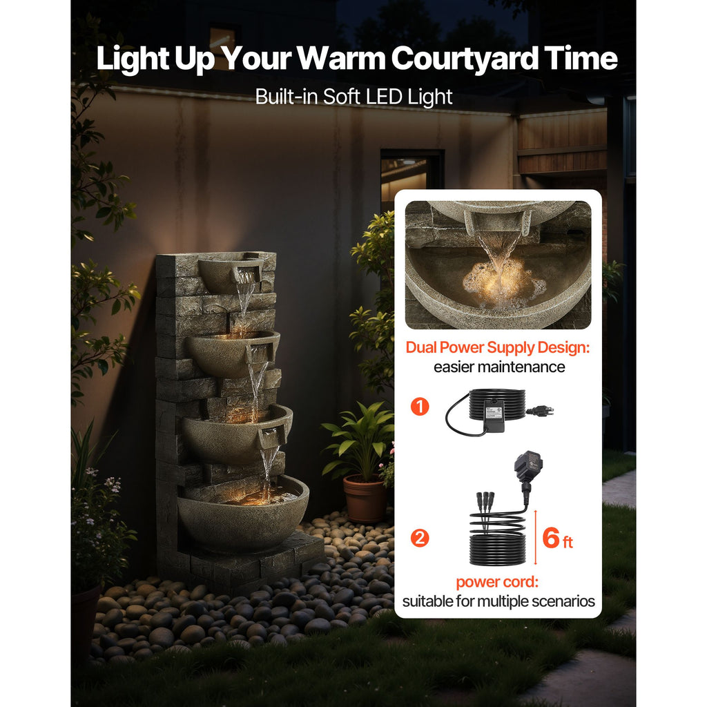 35.63-Inch Four-Tier Cascading Fountain with LED Light – product image 6