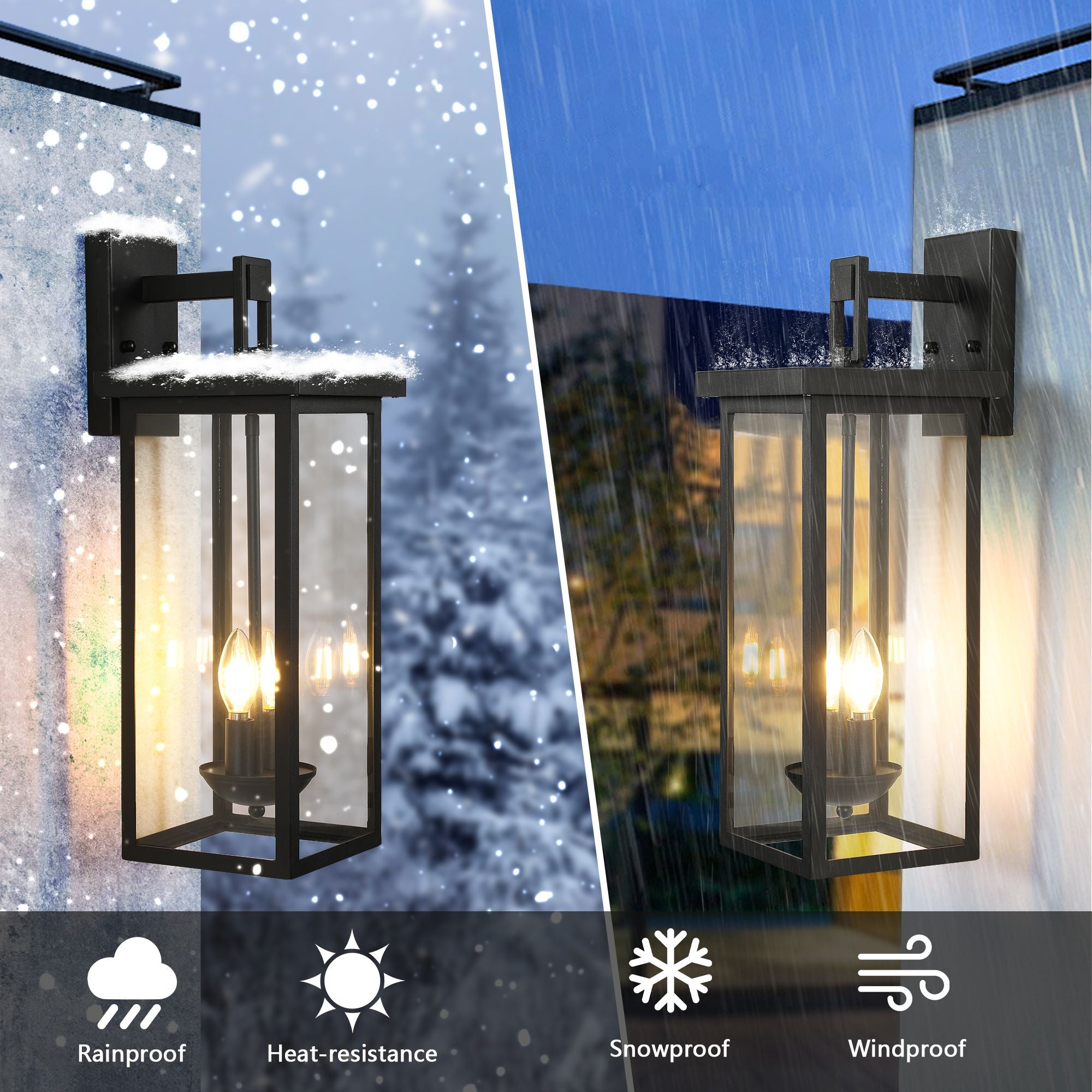22-Inch Dusk-to-Dawn Outdoor Wall Lantern – Black – product image 5